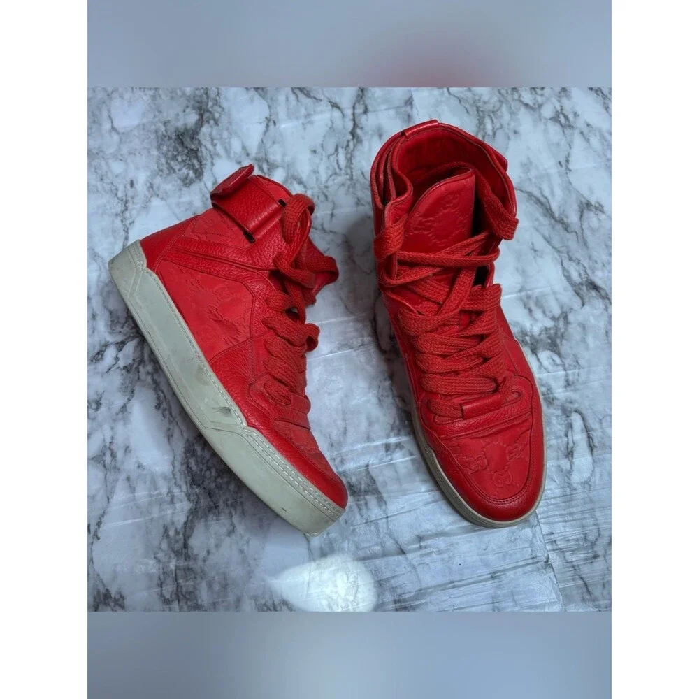 Gucci men's Guccissima dusk red Top sneakers shoes 9 G